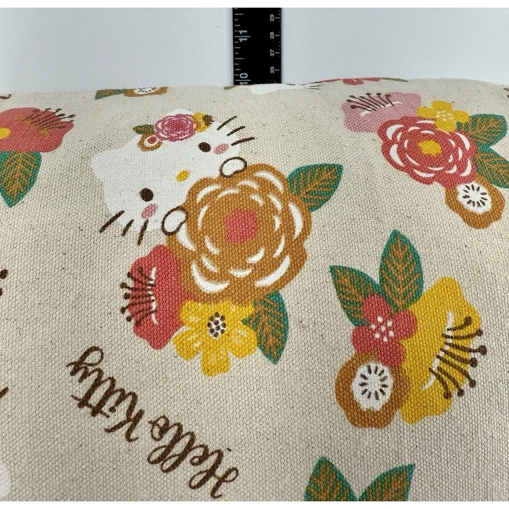 Hello Kitty‎ Floral Canvas Tote Bag w/ Pin Badge 13x10x6 Sanrio 2024